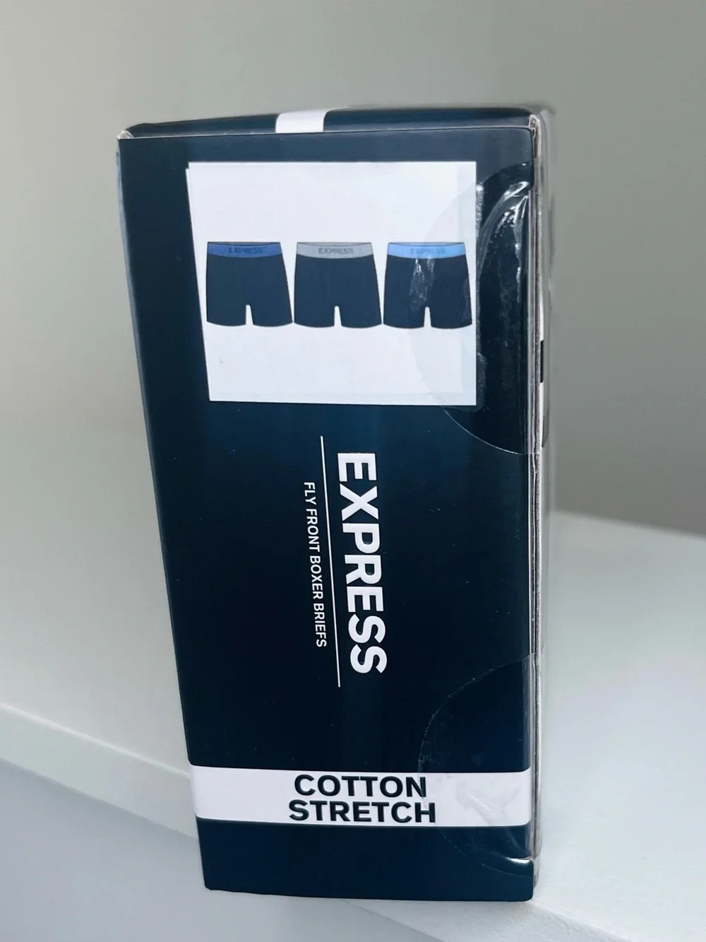 EXPRESS Men’s Cotton Stretch 3-Pack Boxer Briefs - Blue Mix Large